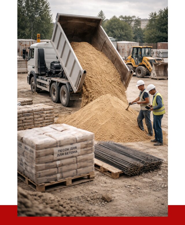 Песок для бетона в Белорецке от 2534 р. с доставкой, ПРОНЕРУДБлр