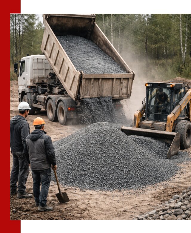 Гранитный отсев 0-5 с доставкой и разгрузкой в Белорецке