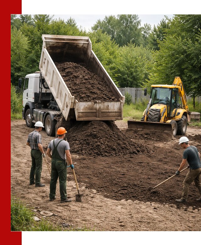Доставка и укладка грунта для выравнивания участка в Белорецке