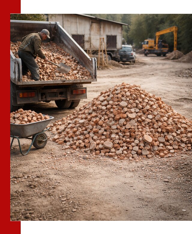 Доставка и подушка из боя кирпича с разгрузкой в Белорецке