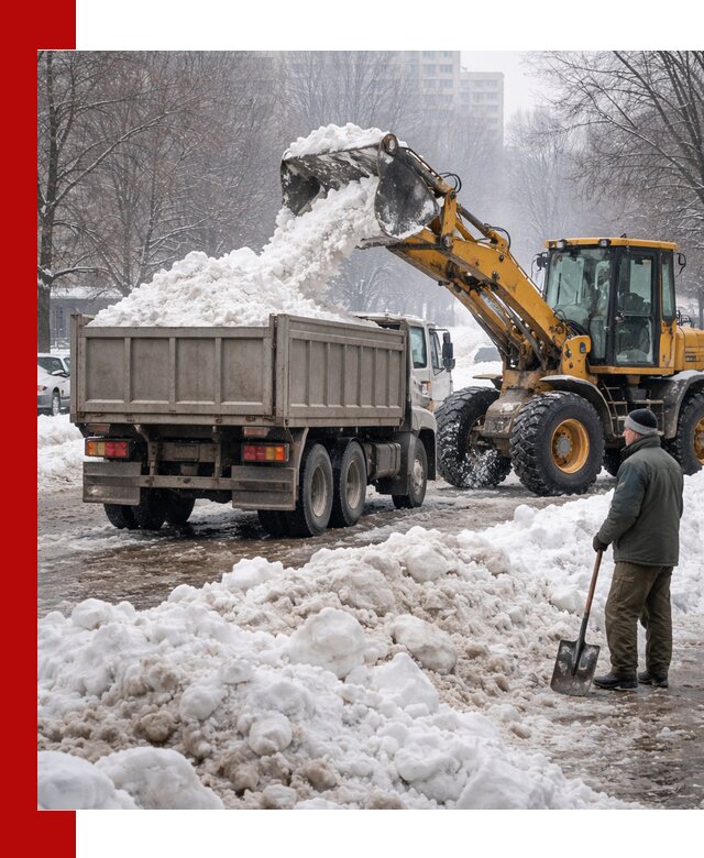 Вывоз снега грузовой техникой в Белорецке оперативно и чисто