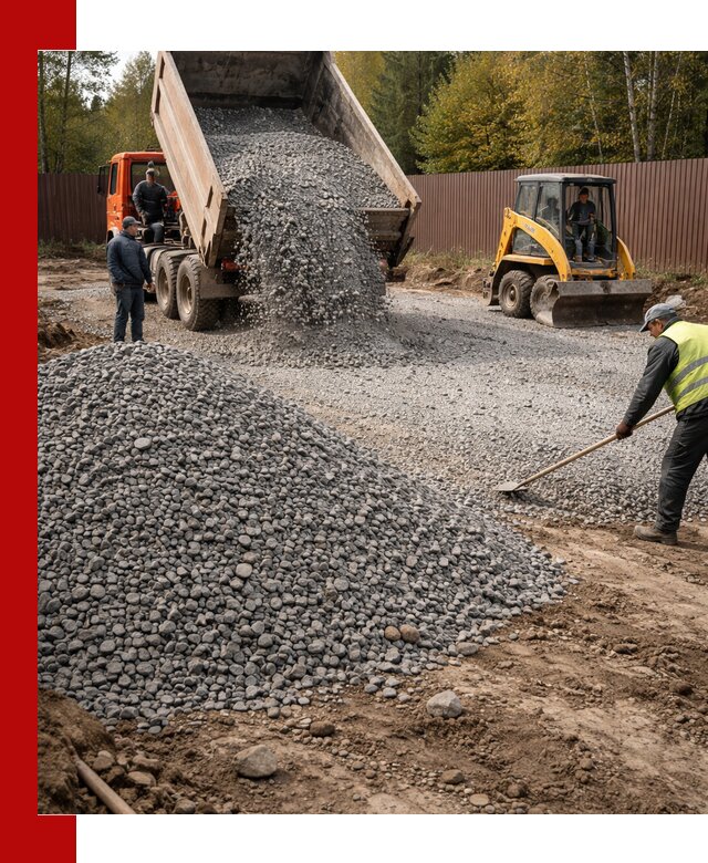 Отсыпка участка щебнем с доставкой и уплотнением в Белорецке